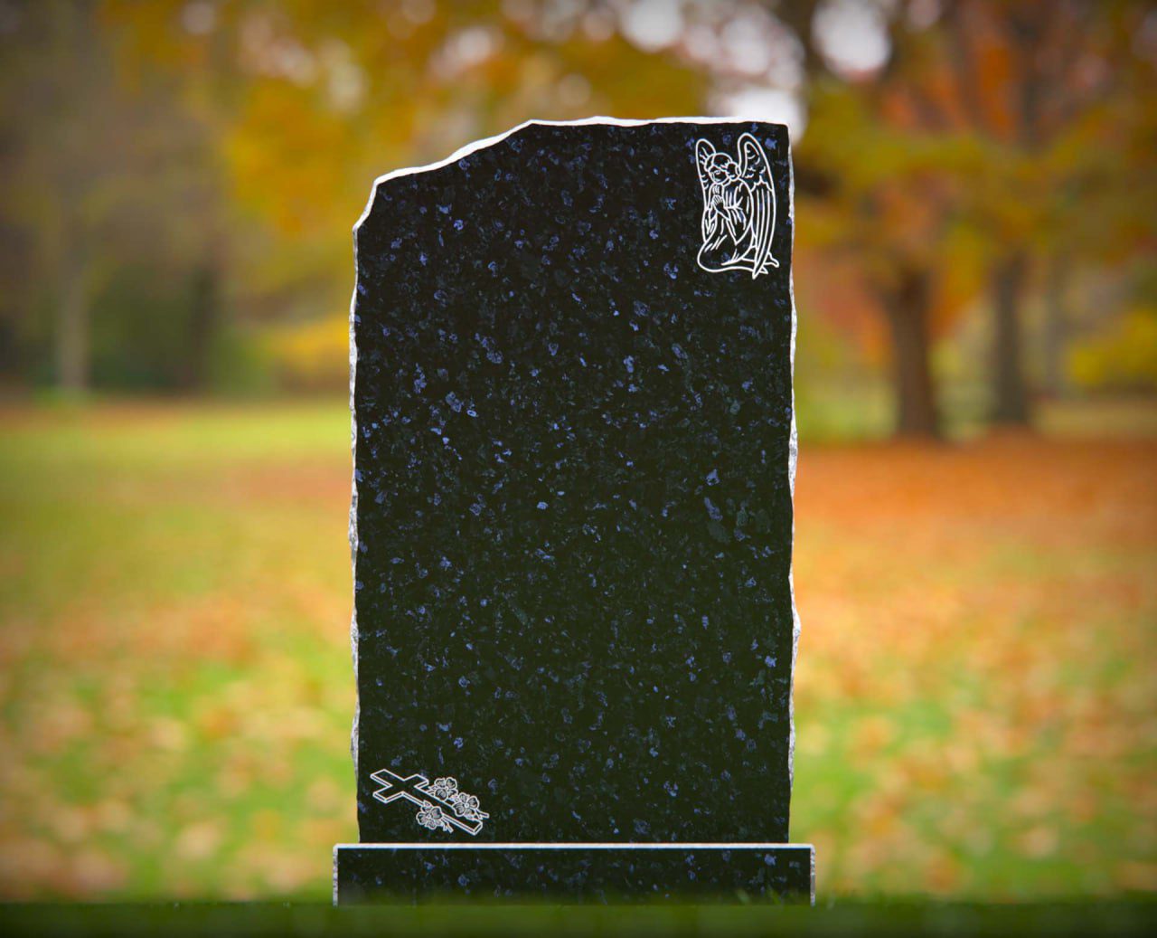Natural Rock-Edge Upright Granite Headstone