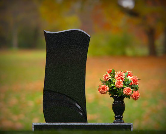 Sculpted Wave Headstone with vase