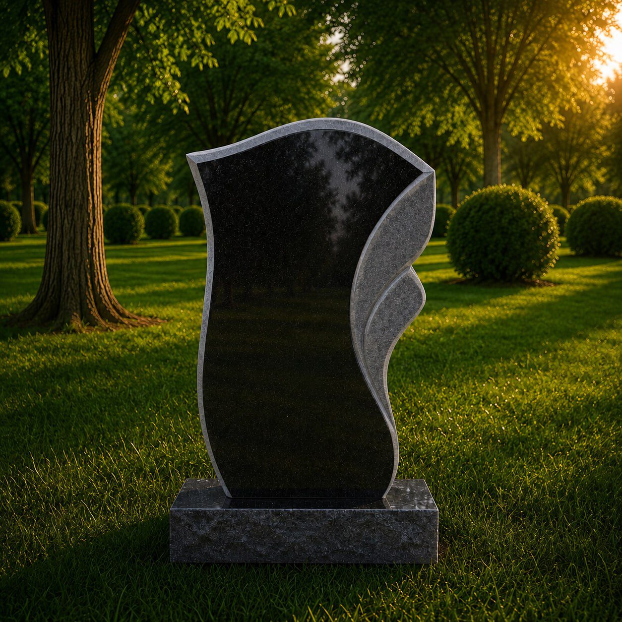 Flowing Shape Granite Headstone 16 x 3 x 26