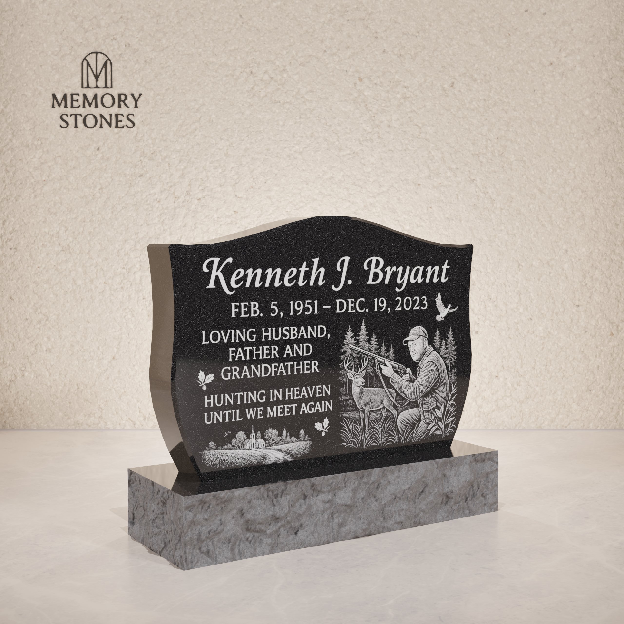 Black Granite Upright Headstone 28 x 3 x 16