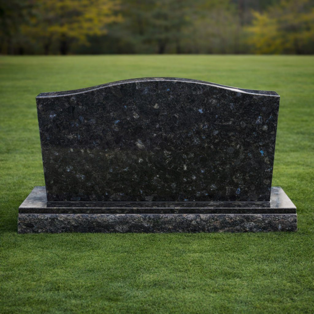 Upright Serpentine Headstone with Rock Base