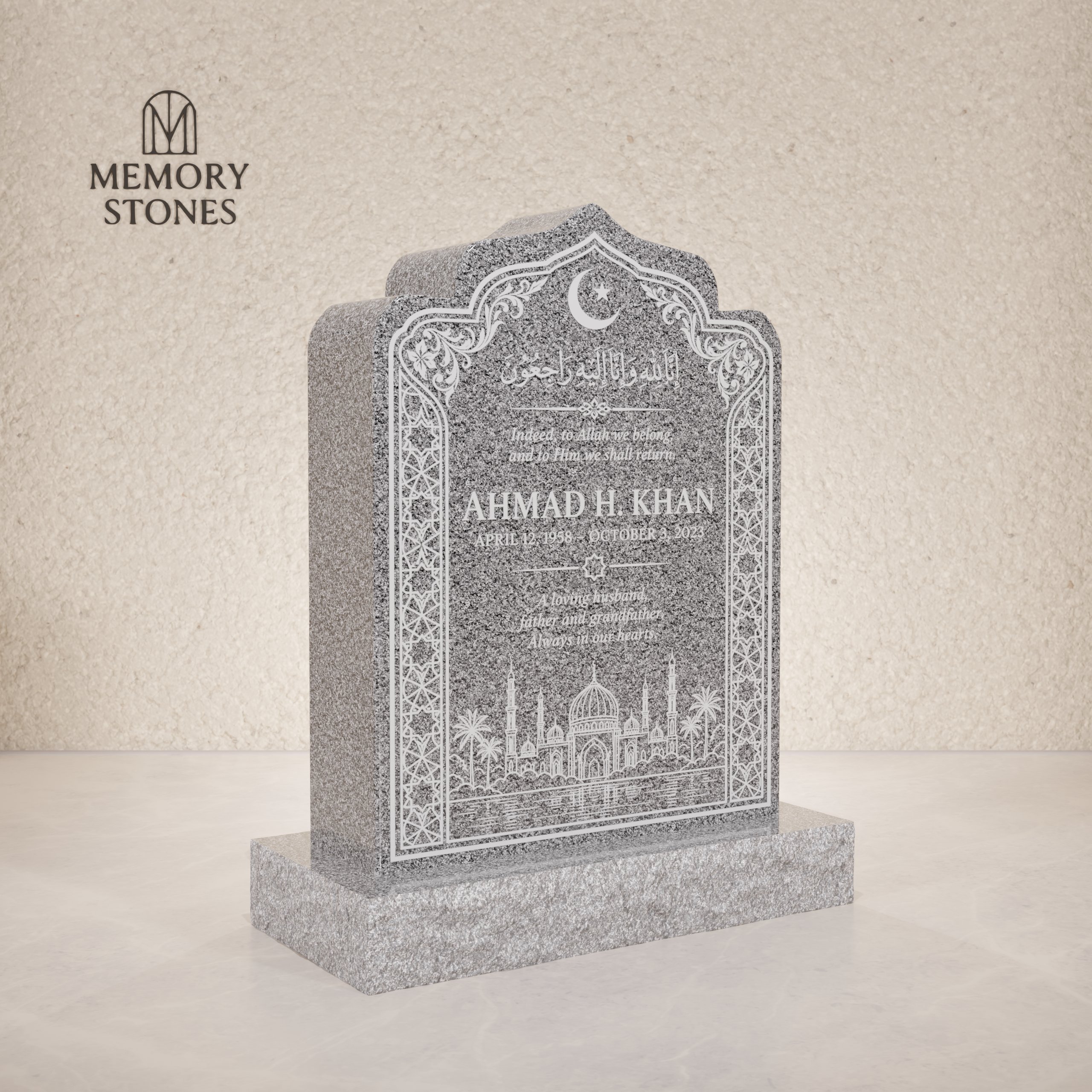 Classic Arched Upright Granite Headstone