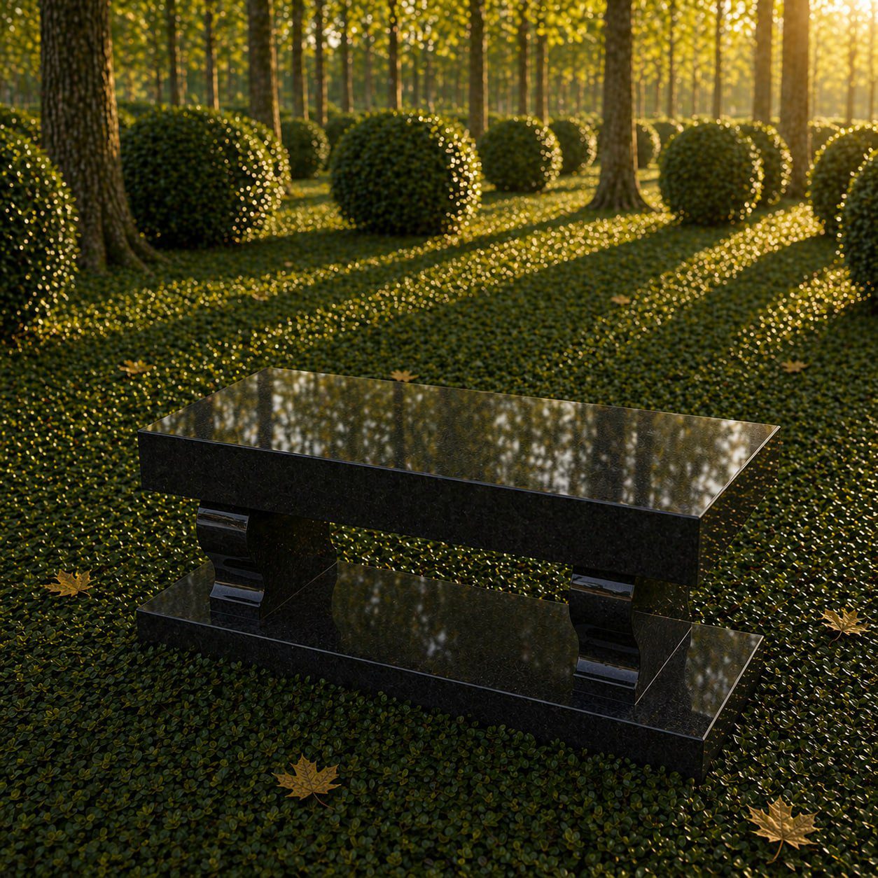 Polished Granite Memorial Bench
