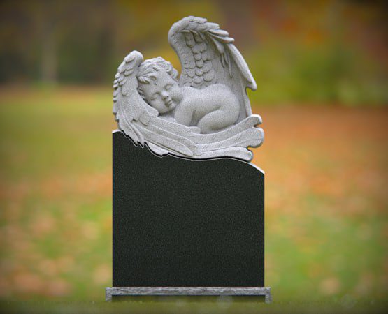 Baby Angel Granite Monument with Sculpted Wings