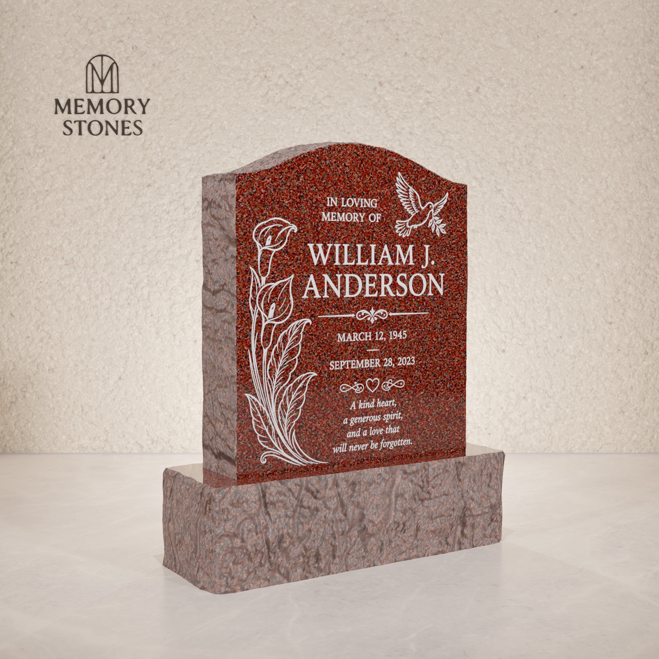 Granite Serpentine Upright Headstone