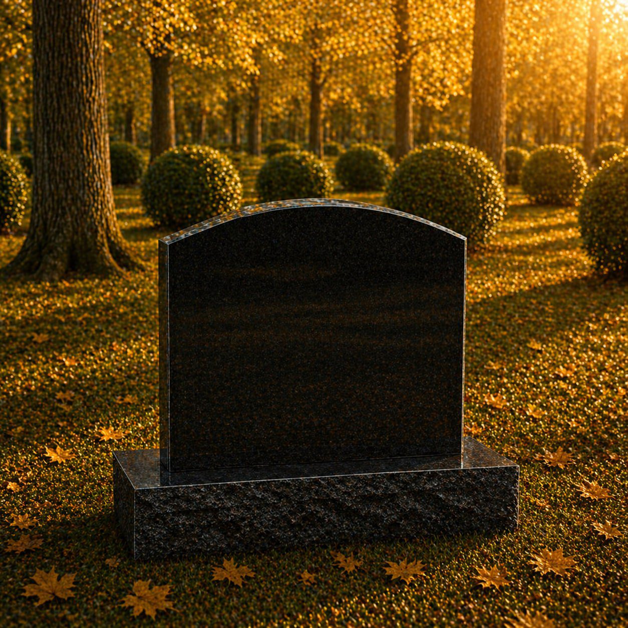Polished Upright Headstone with Rock Base