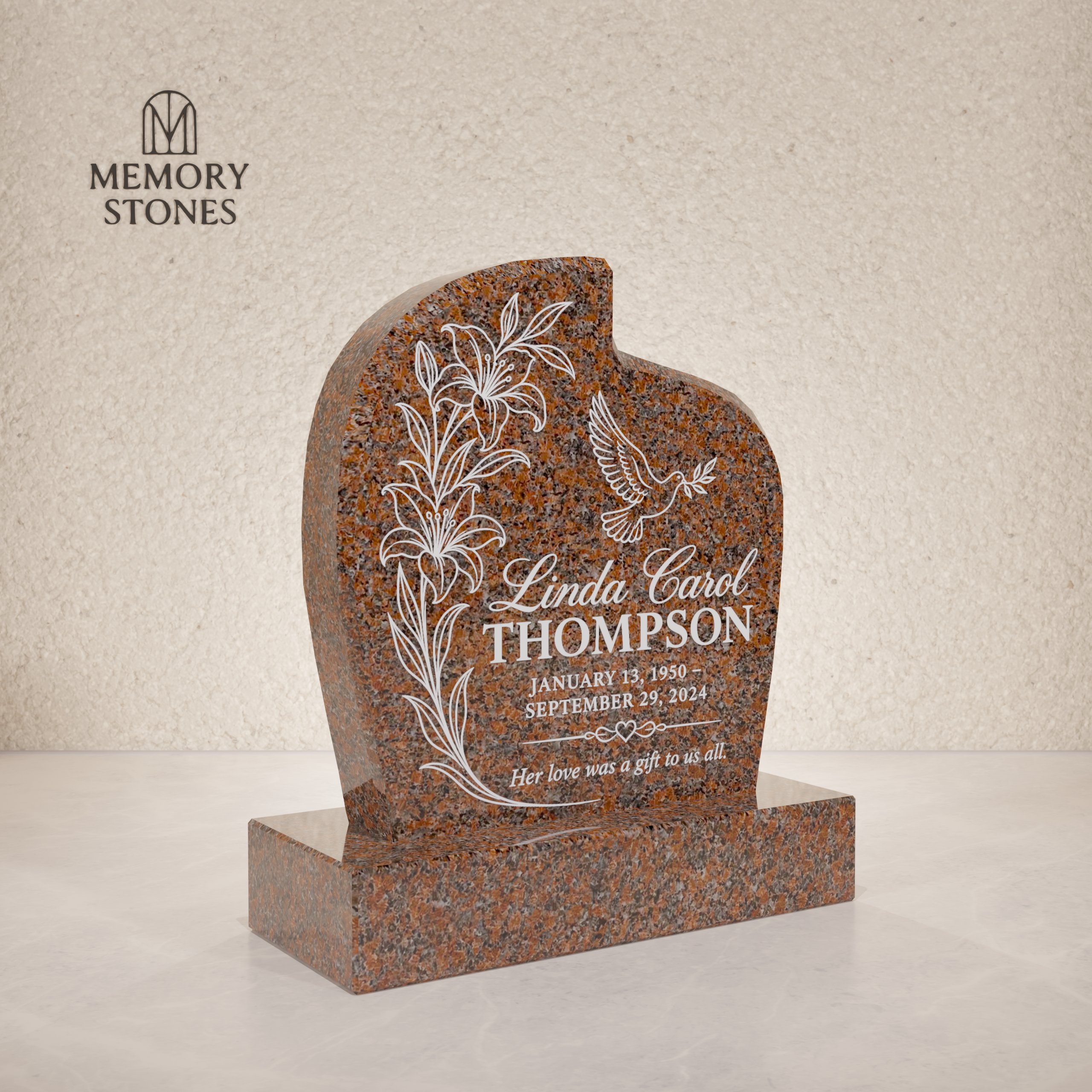 Tear Drop Shape Granite Headstone 18 x 3 x 18