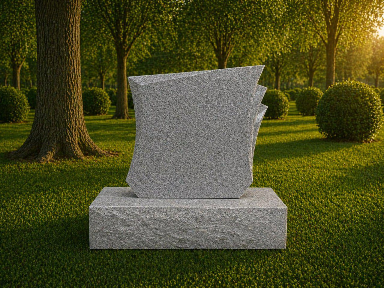 Modern Abstract Shape Granite Headstone