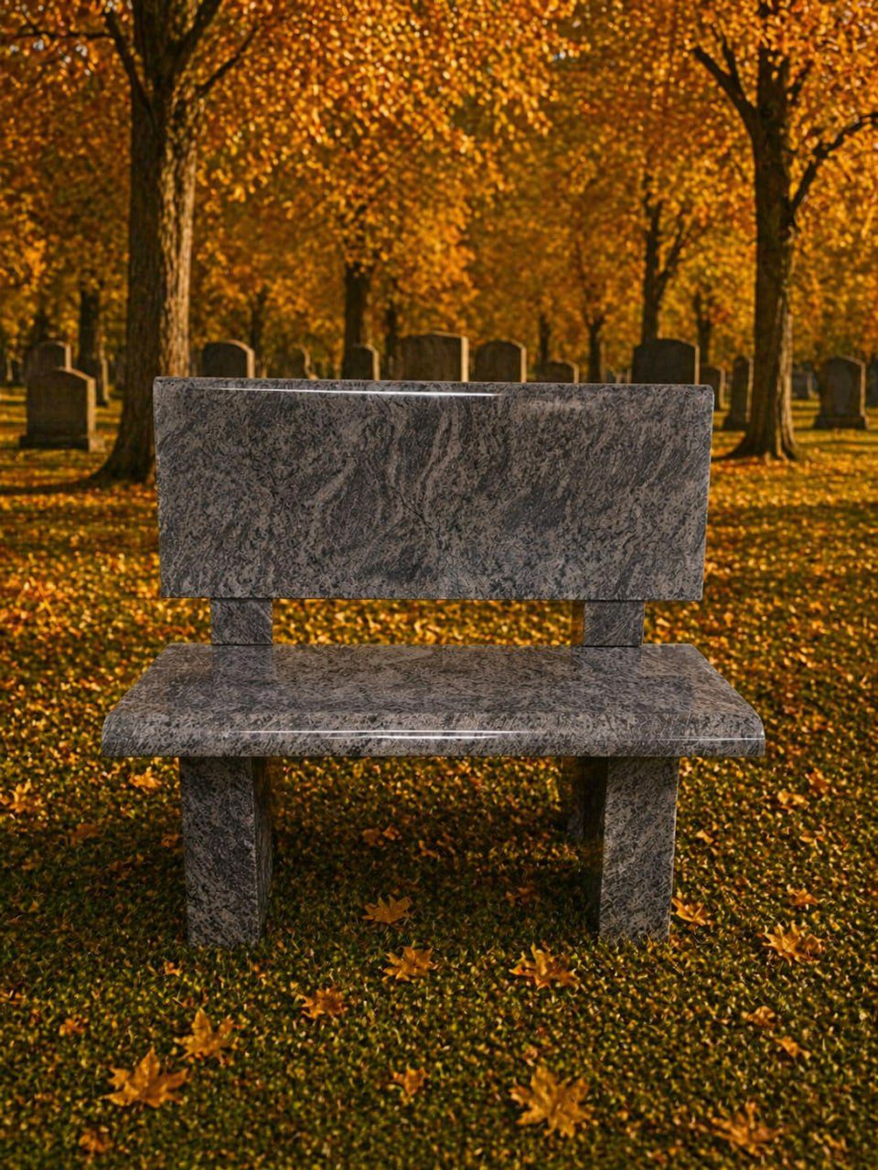 Granite Memorial Bench with Backrest