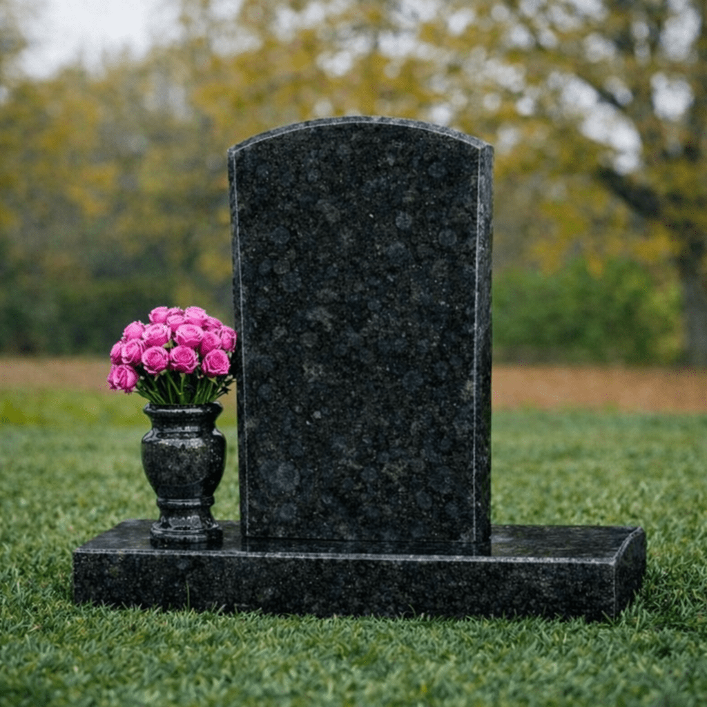 Simple Arch Single Upright Headstone with Flower Vase