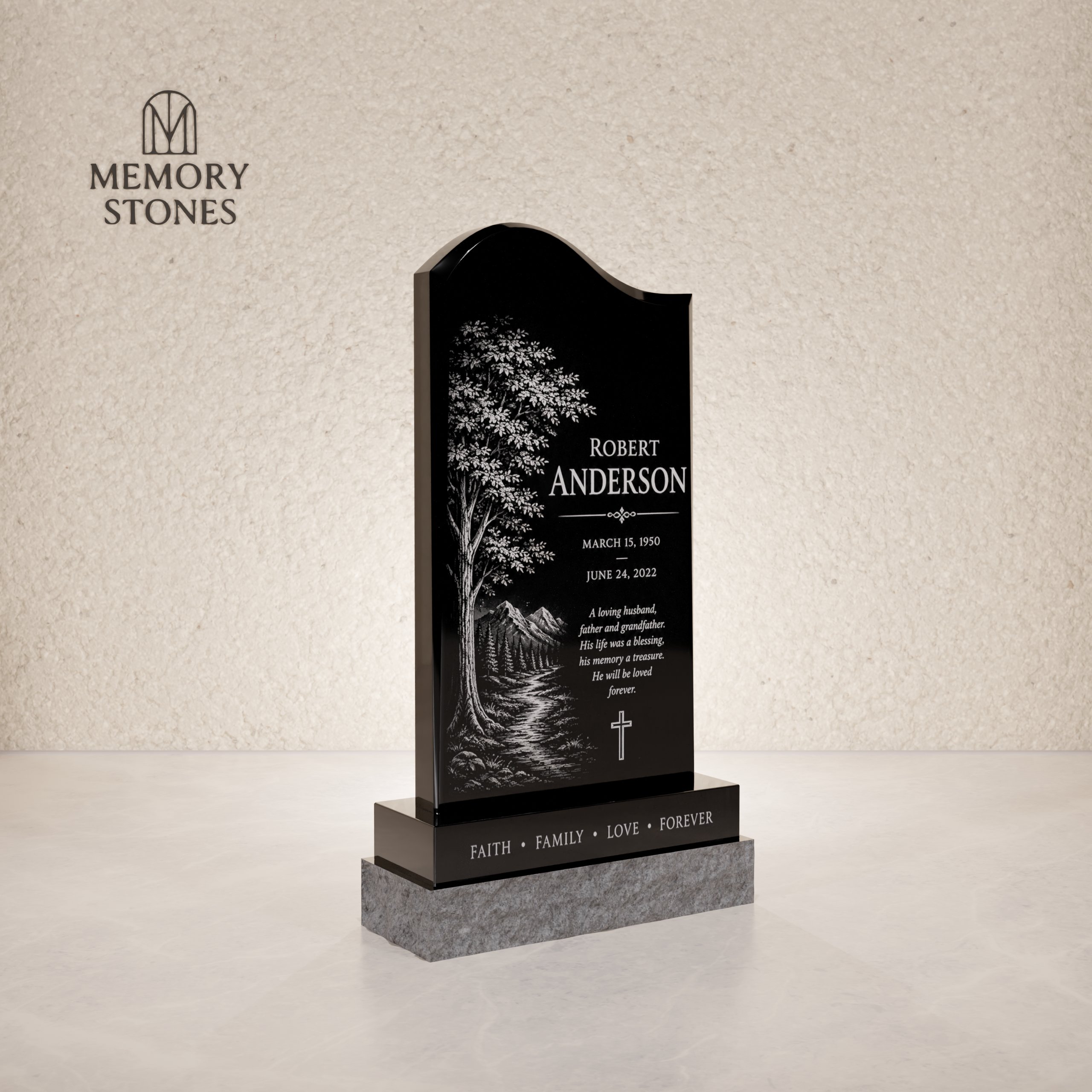 Single Upright Granite Headstone