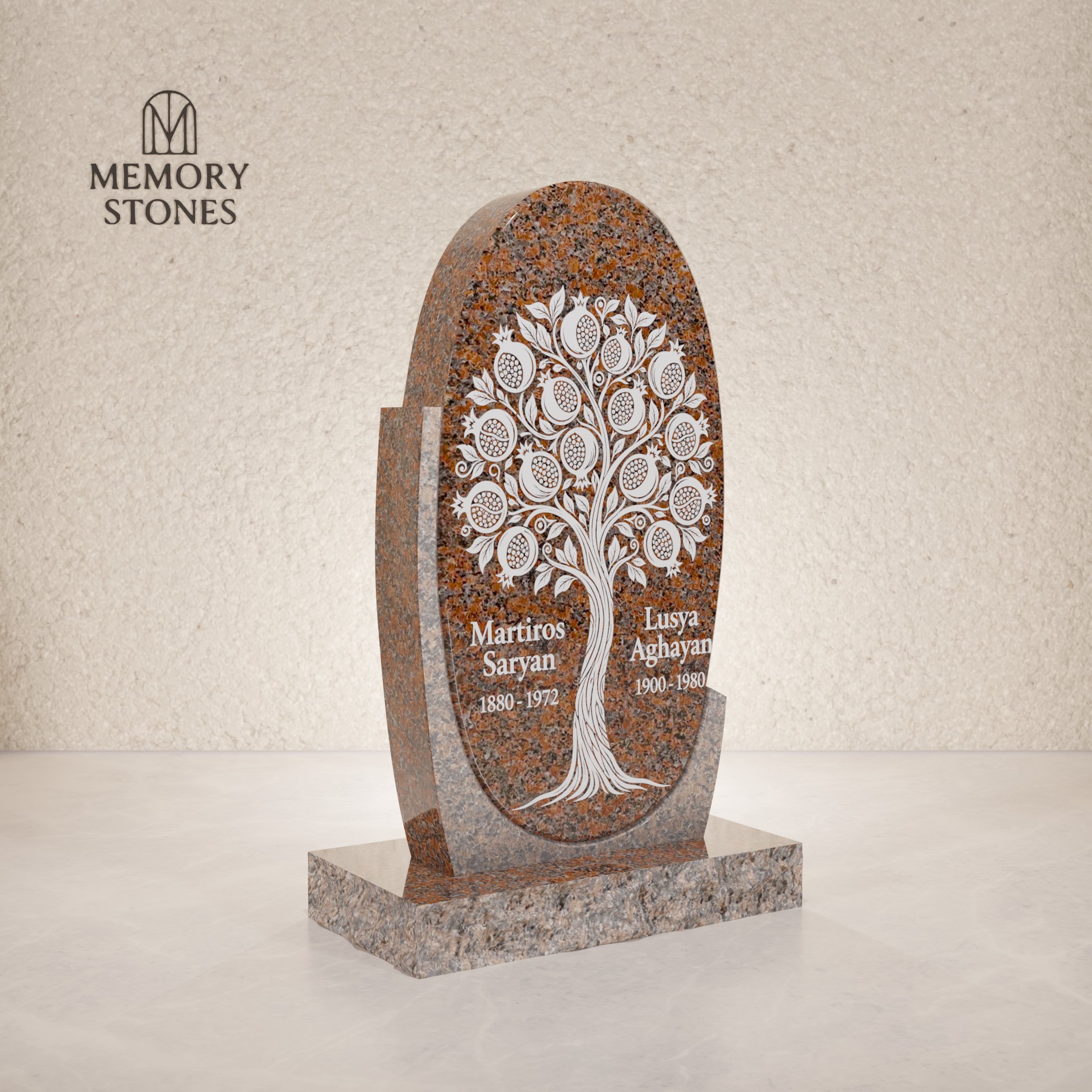 Oval Upright Granite Headstone