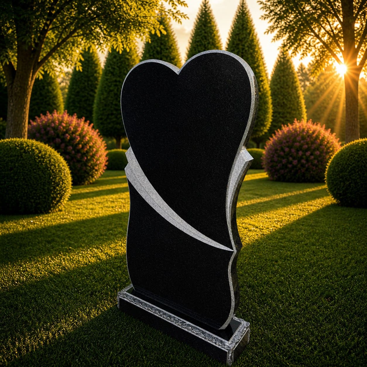 Heart Shape Upright Granite Headstone