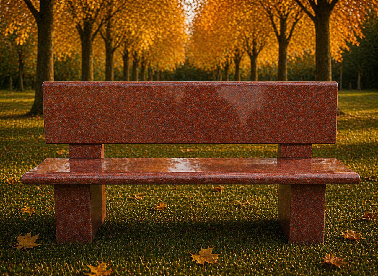 Granite Memorial Bench with Backrest