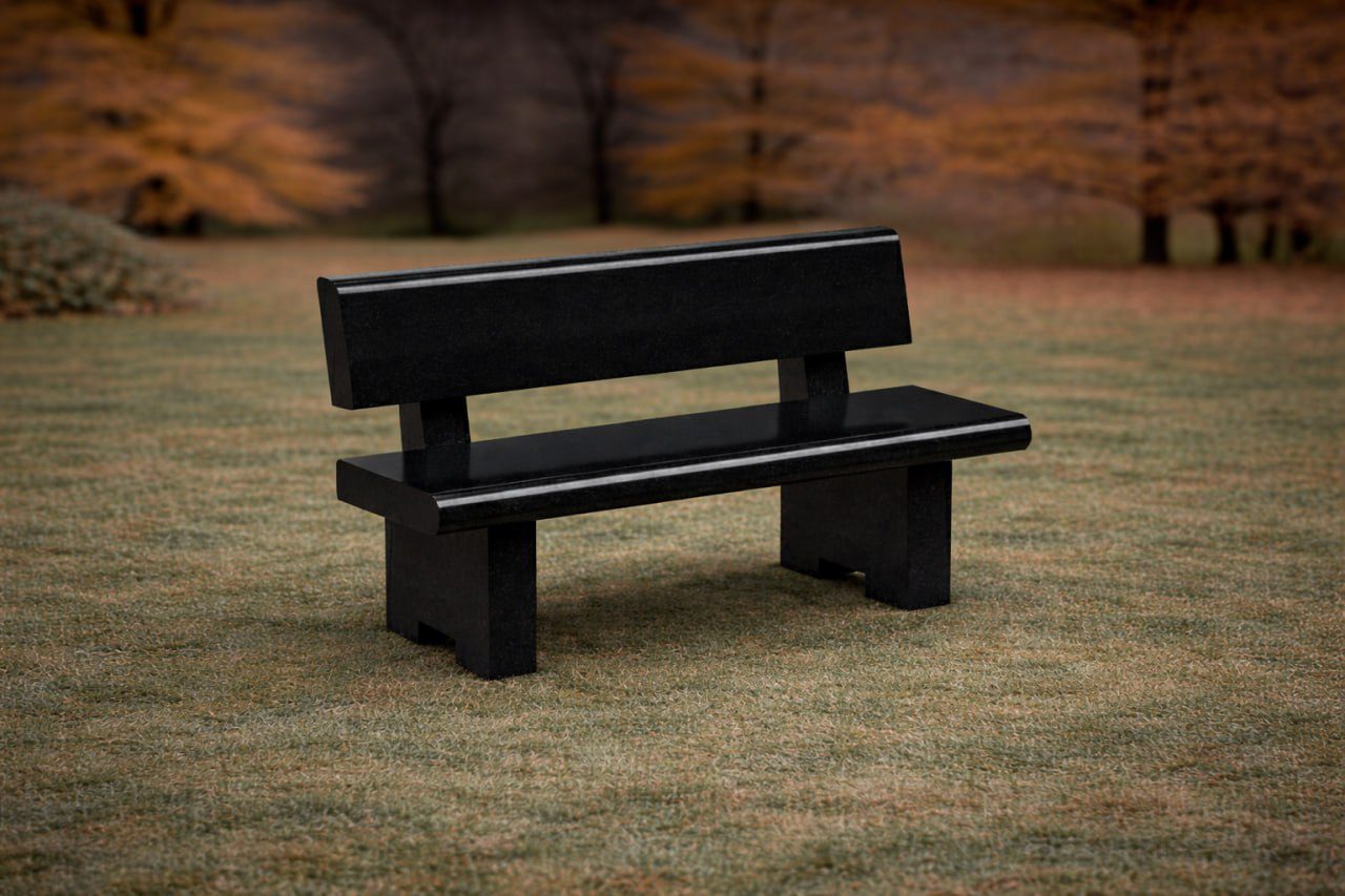 Granite Memorial Bench with Backrest
