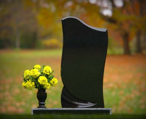 Modern Black Wave Granite Headstone 20 x 3 x 39