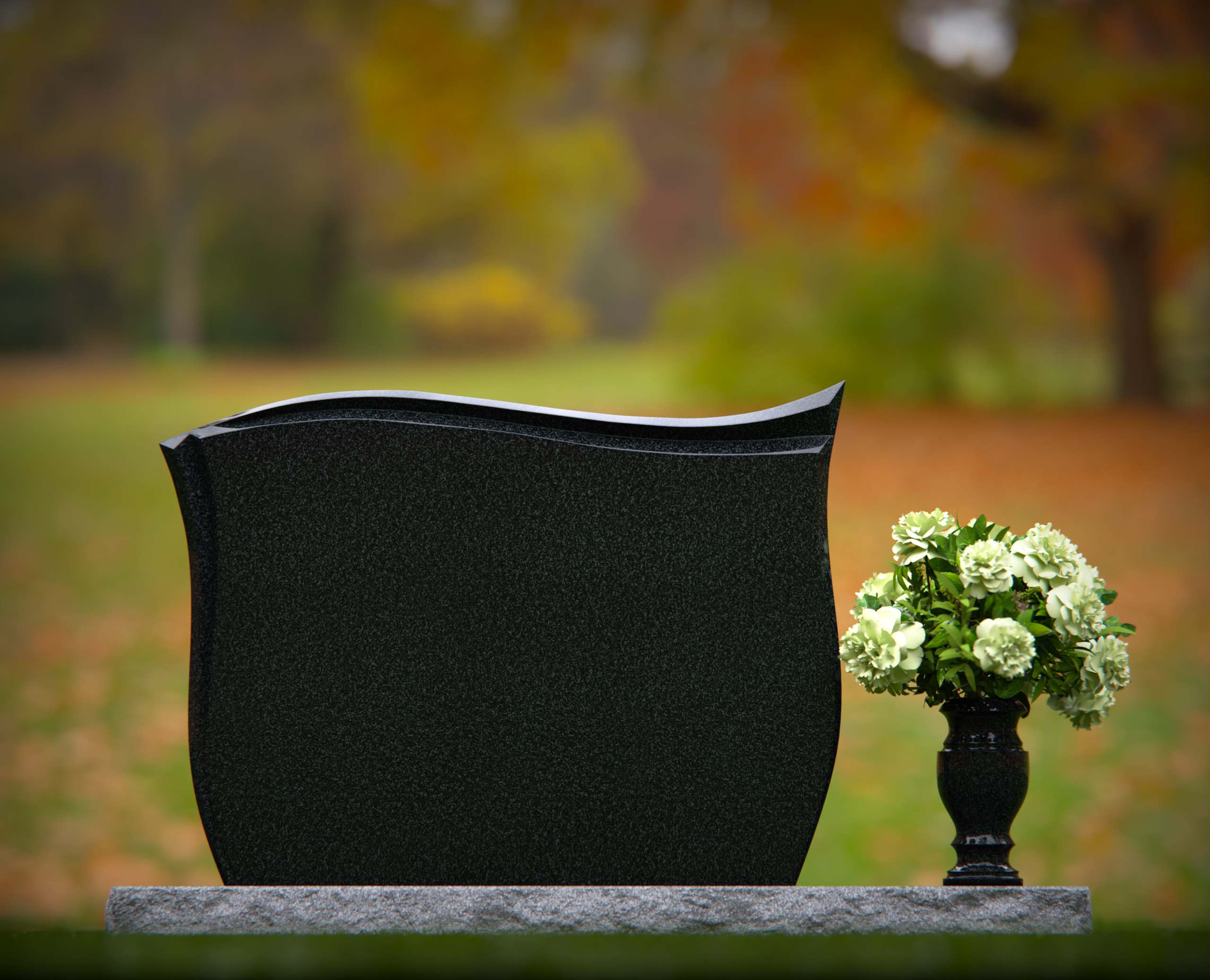 Wave Top Upright Granite Headstone