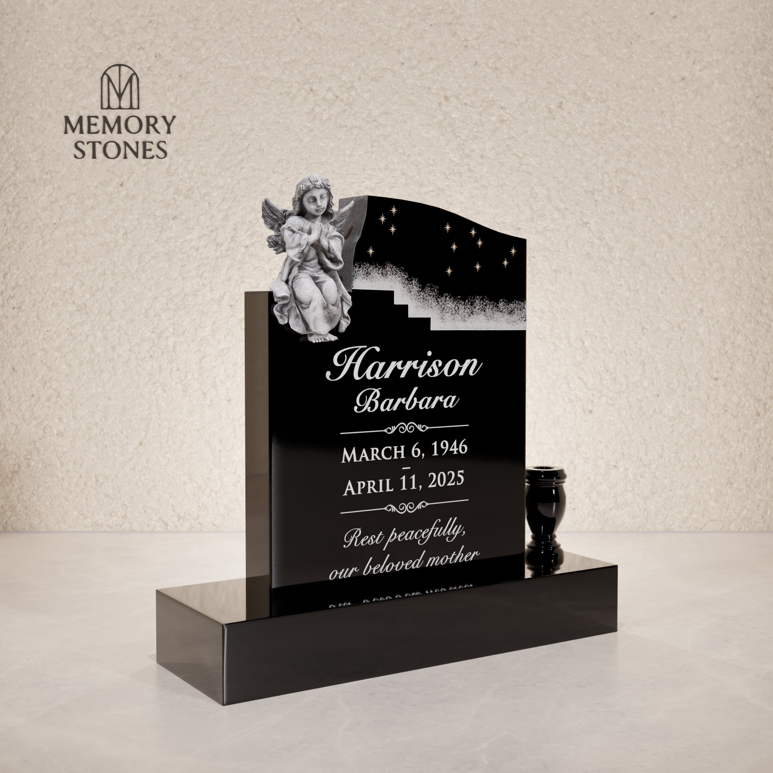 Special Shape Headstone with Heart Design