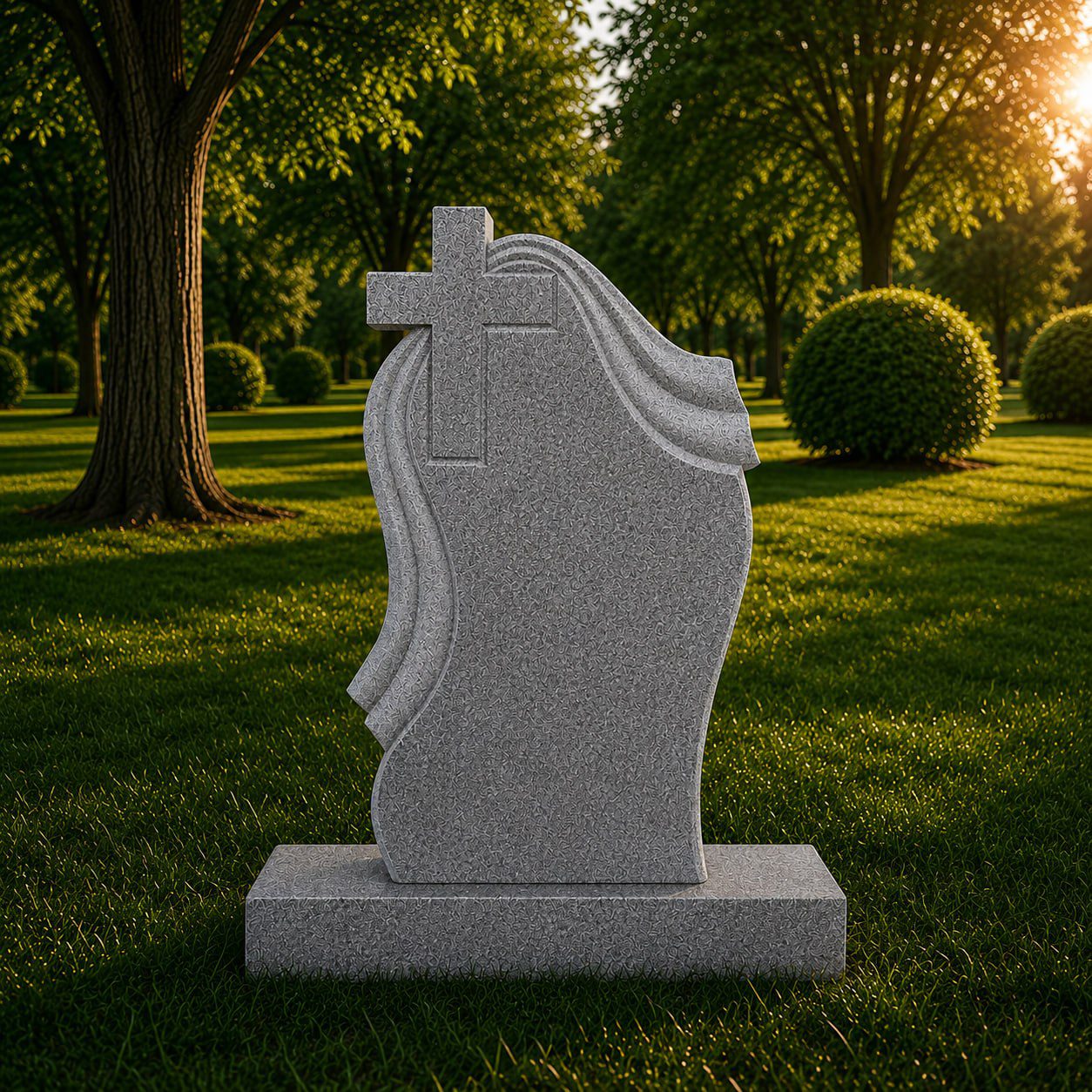 Modern Christian Shape Granite Headstone