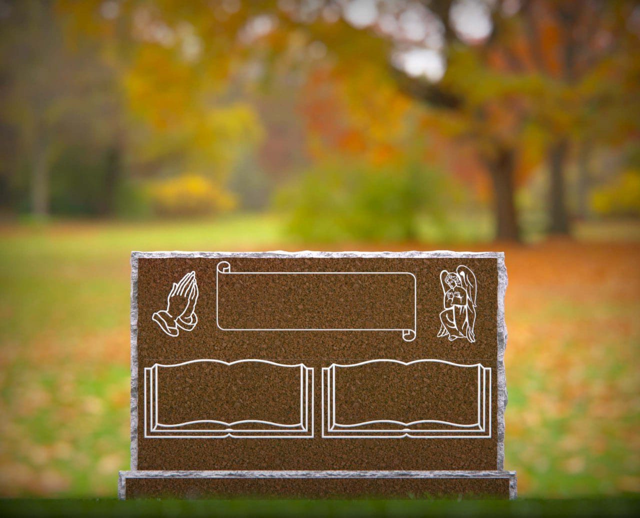 Rock-Edge Upright Companion Headstone