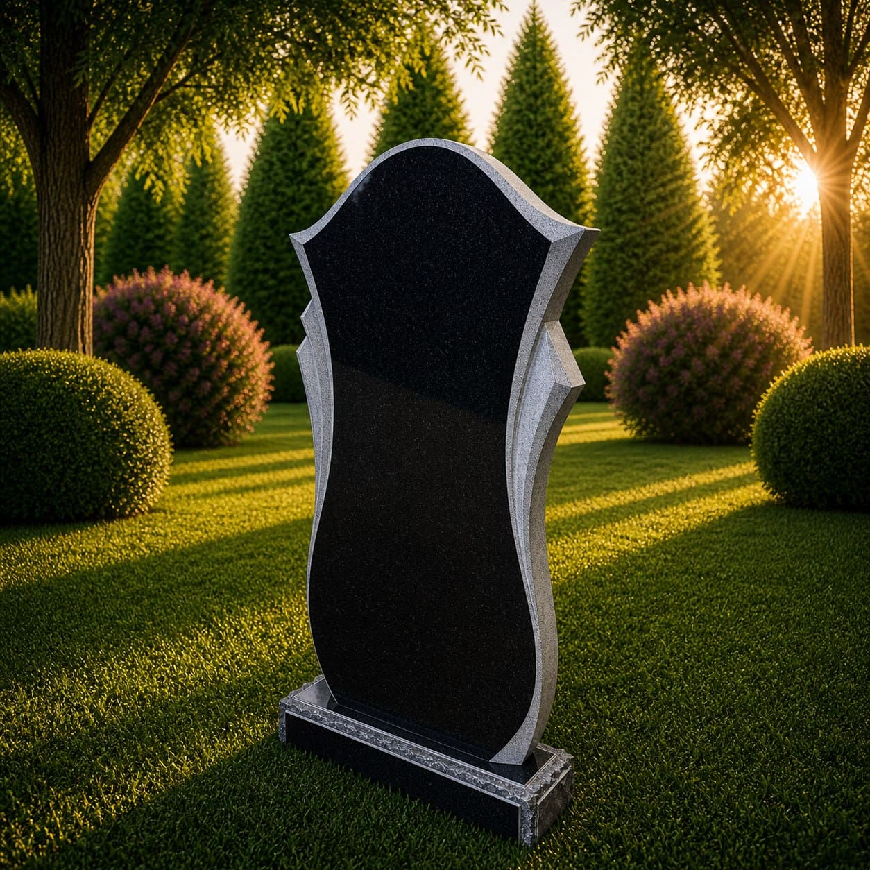 Sculpted Silhouette Upright Granite Headstone