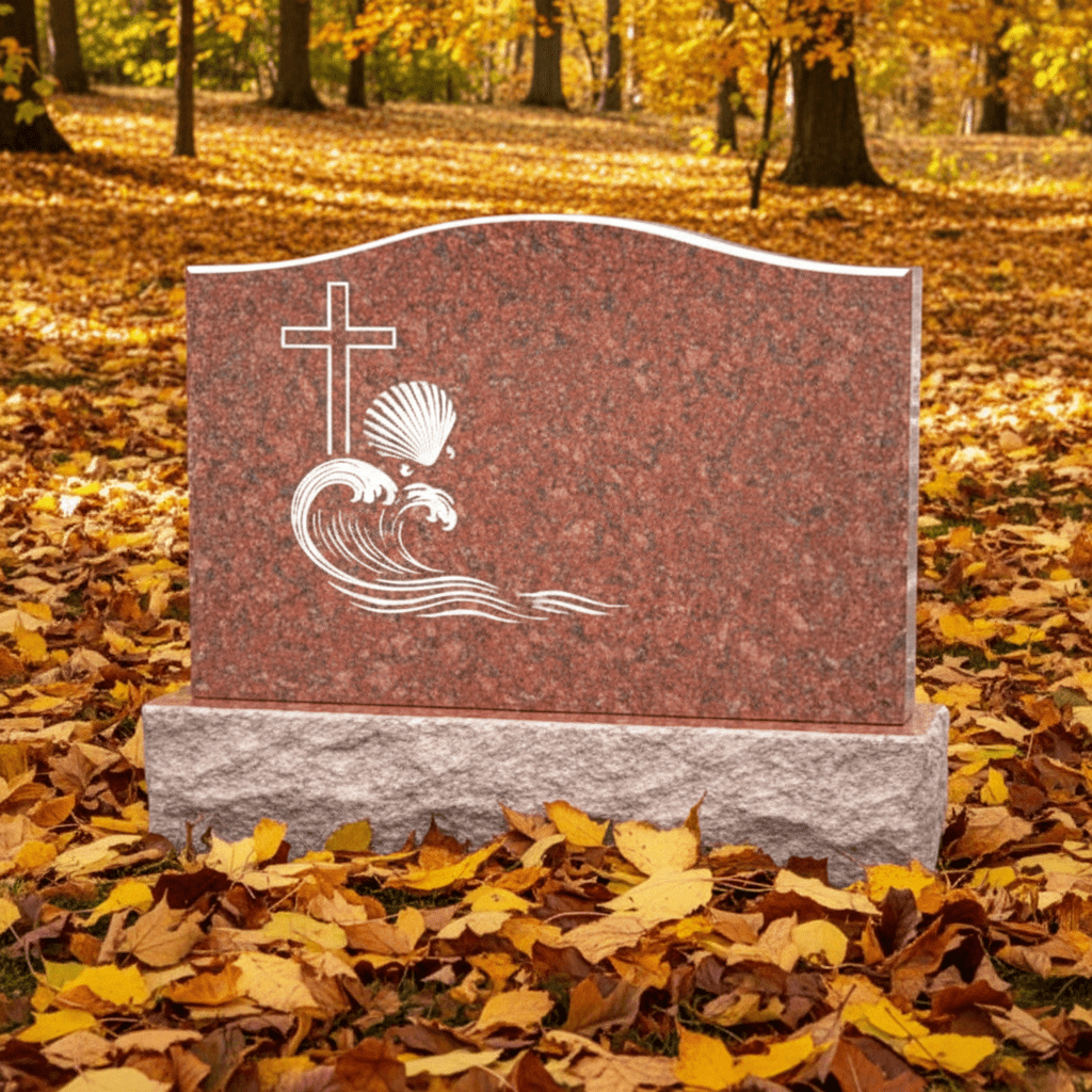 Christian Serpentine Granite Headstone