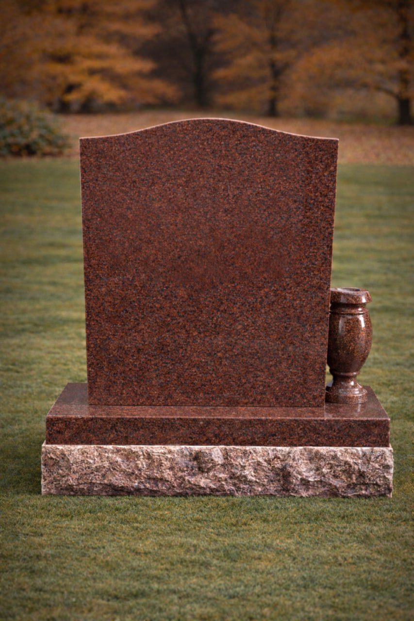 Serpentine Upright Granite Headstone with Vase