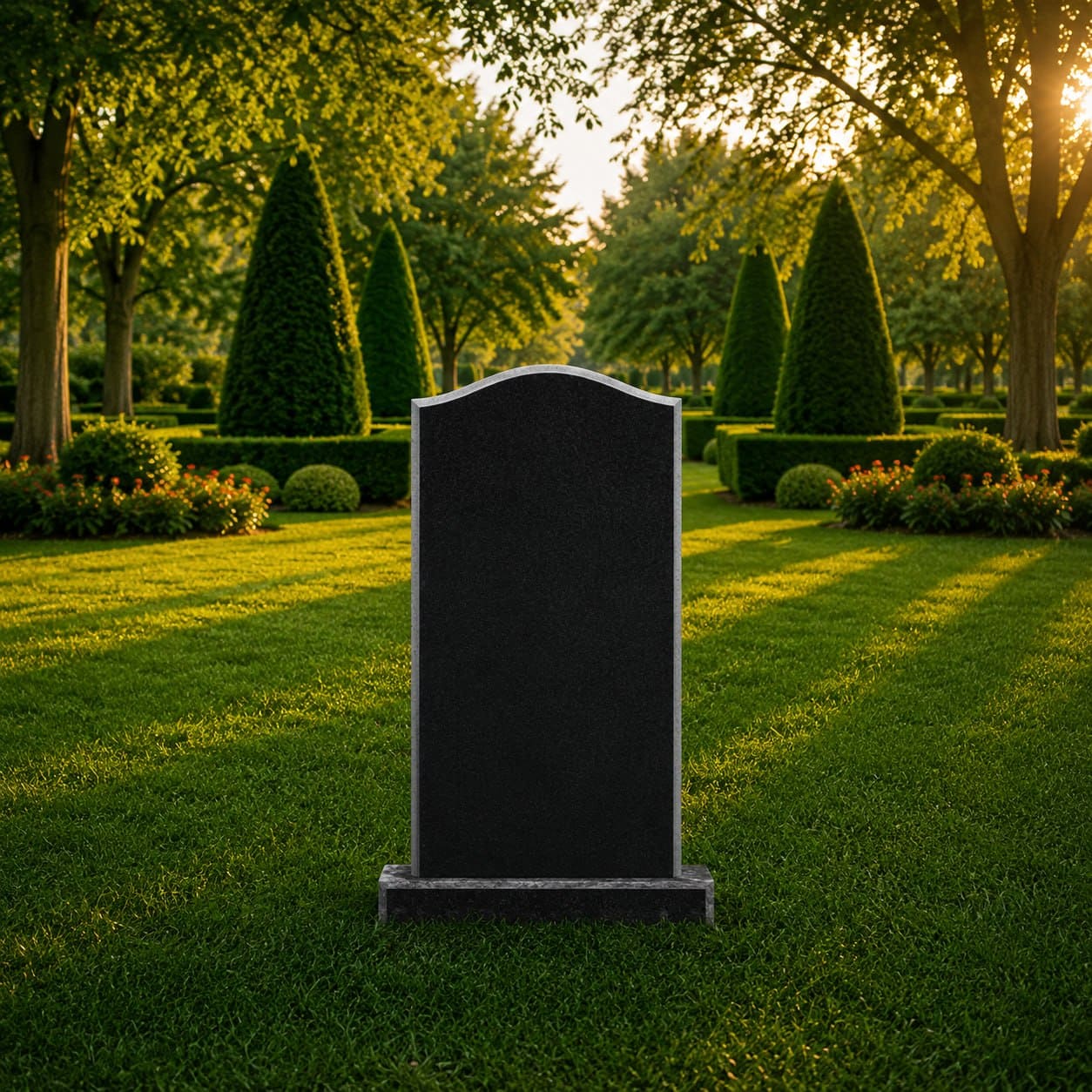 Single Upright Granite Headstone with Serpentine Top