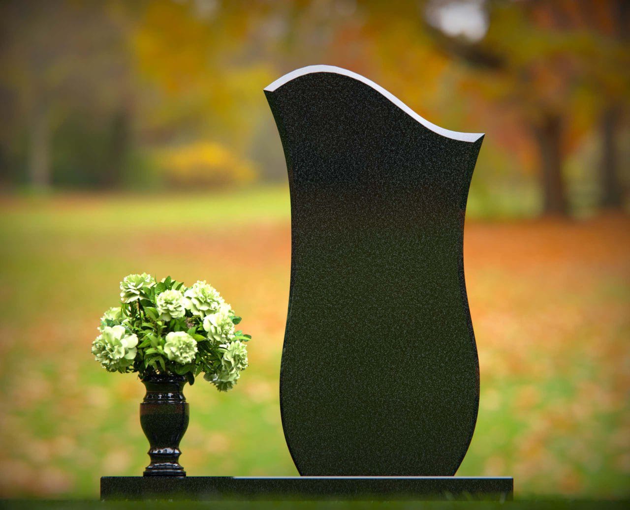 Wave-Edge Upright Granite Headstone