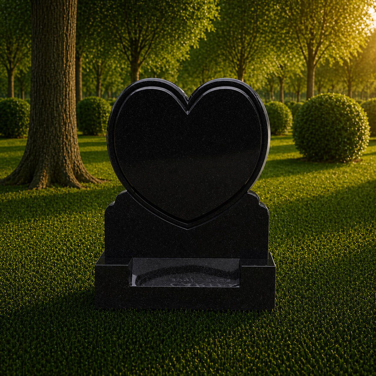 Heart Shape Upright Granite Headstone
