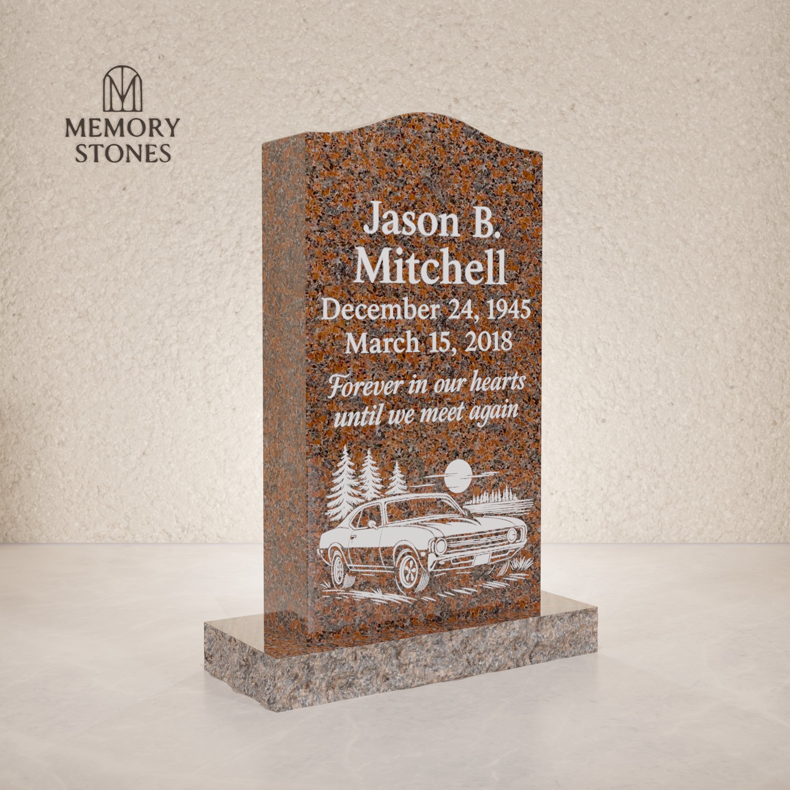 Classic Arched-Top Upright Headstone