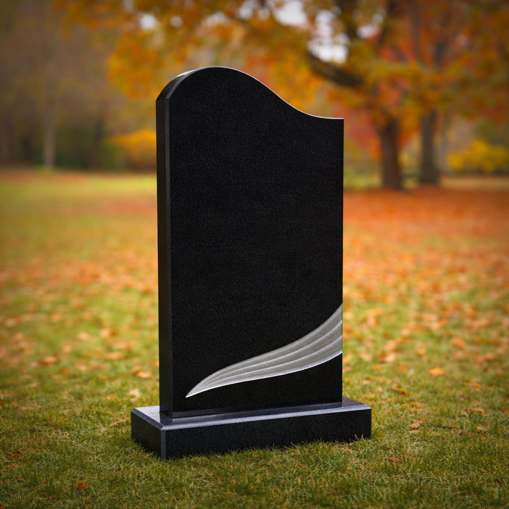 Wave Accent Upright Granite Headstone