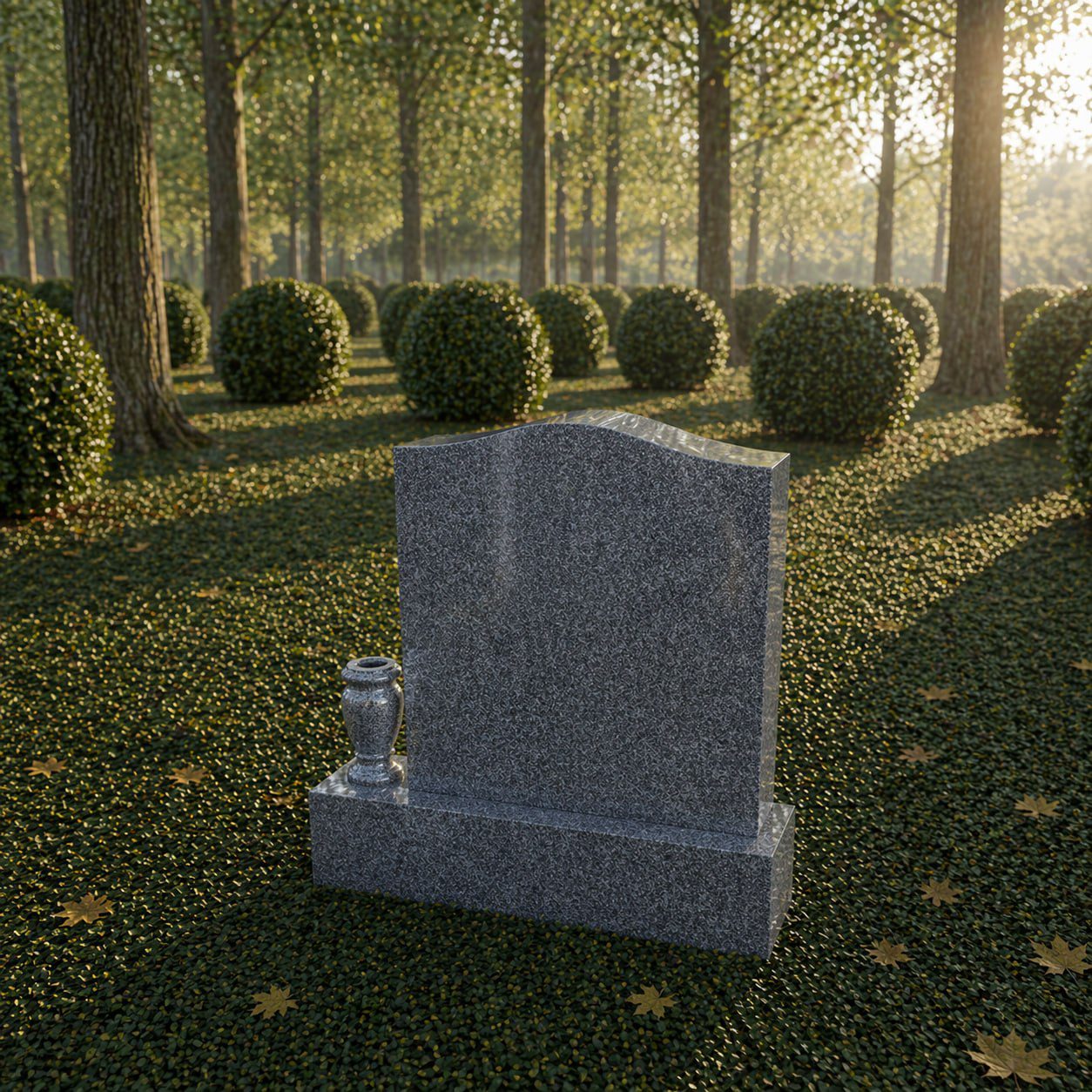Serpentine Upright Granite Headstone with Vase