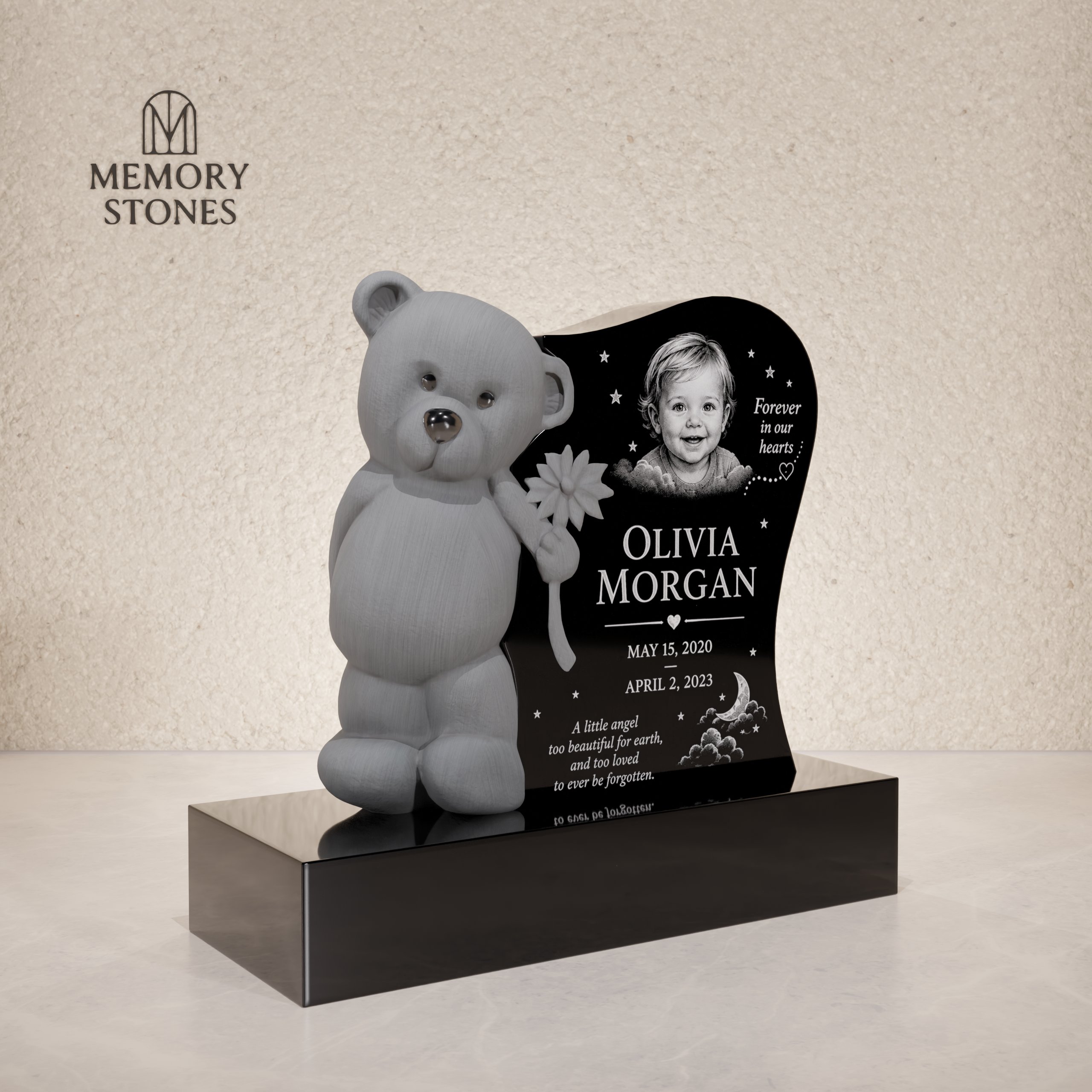 Teddy Bear Granite Headstone