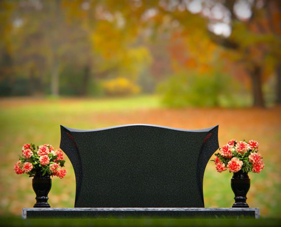 Serpentine Companion Granite Headstone with Winged Sides