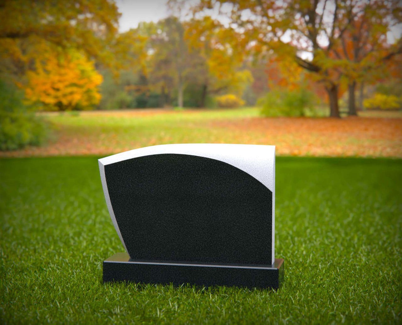Crescent-Corner Upright Granite Headstone