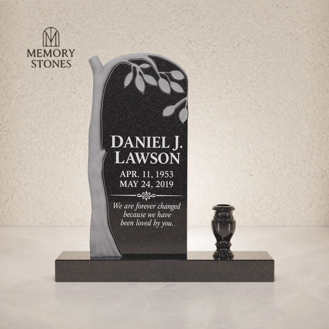 Tree of Life Shape Granite Headstone — view 2