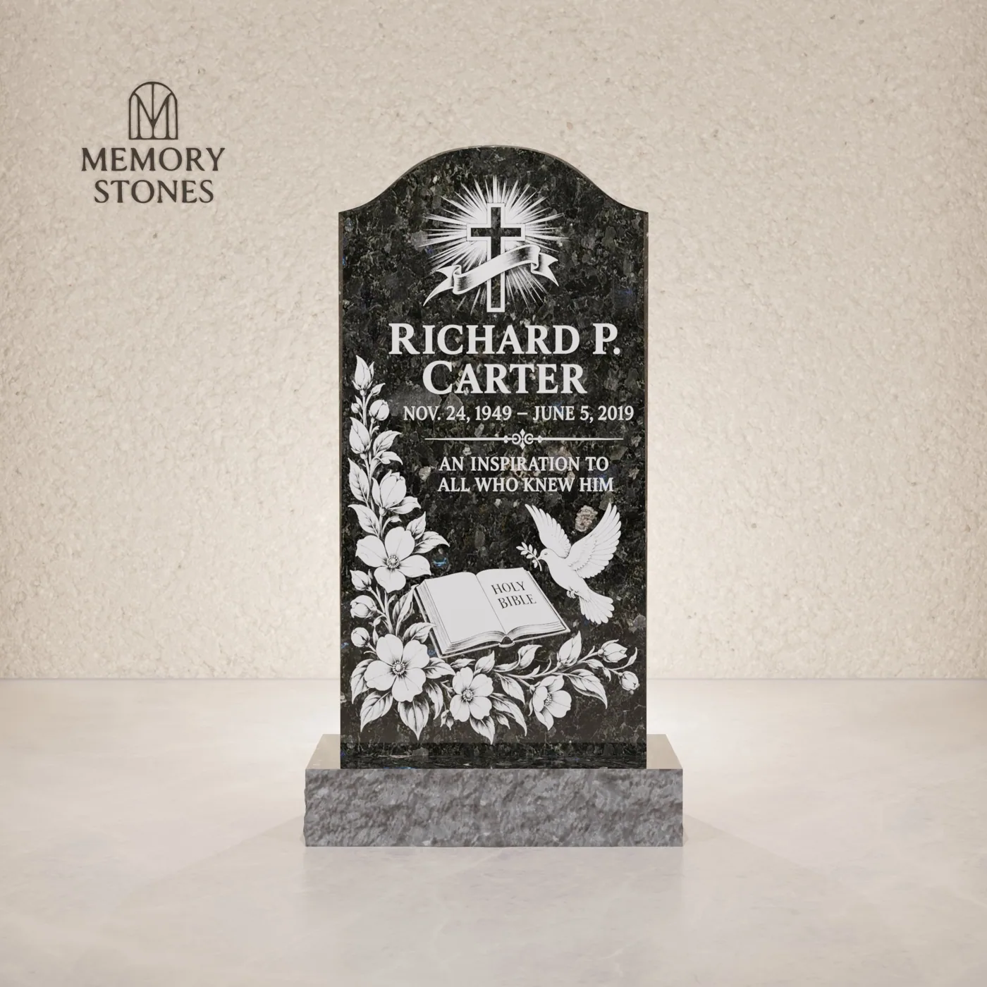 Arched Upright Headstone — view 2