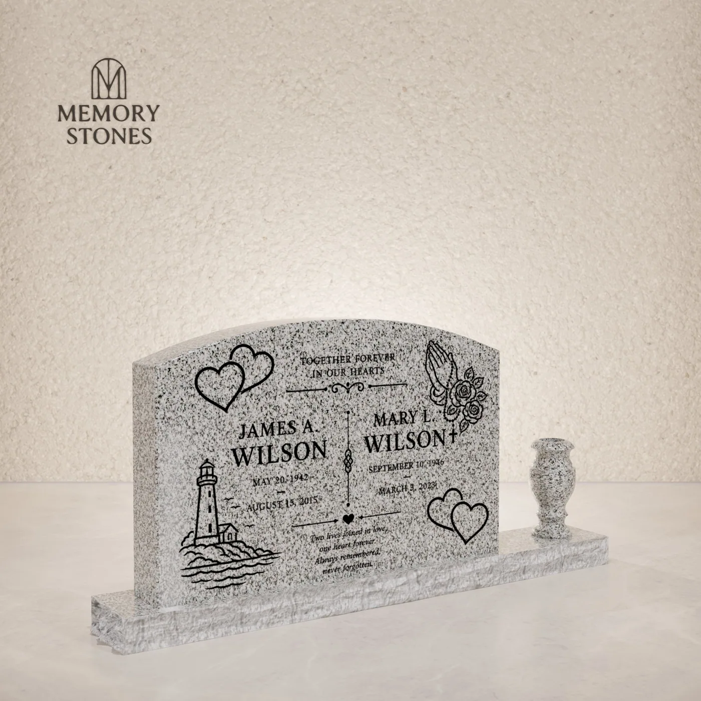 Arched-Top Companion Headstone