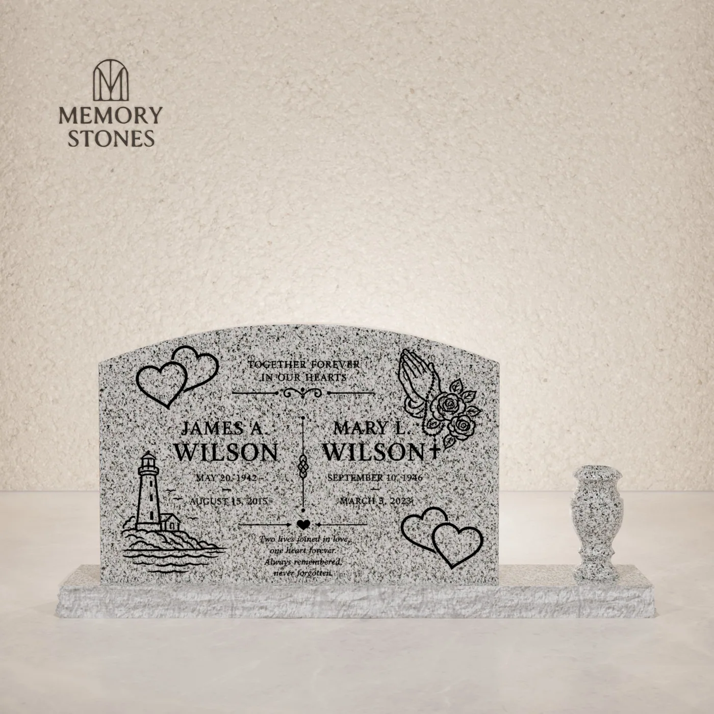 Arched-Top Companion Headstone — view 2