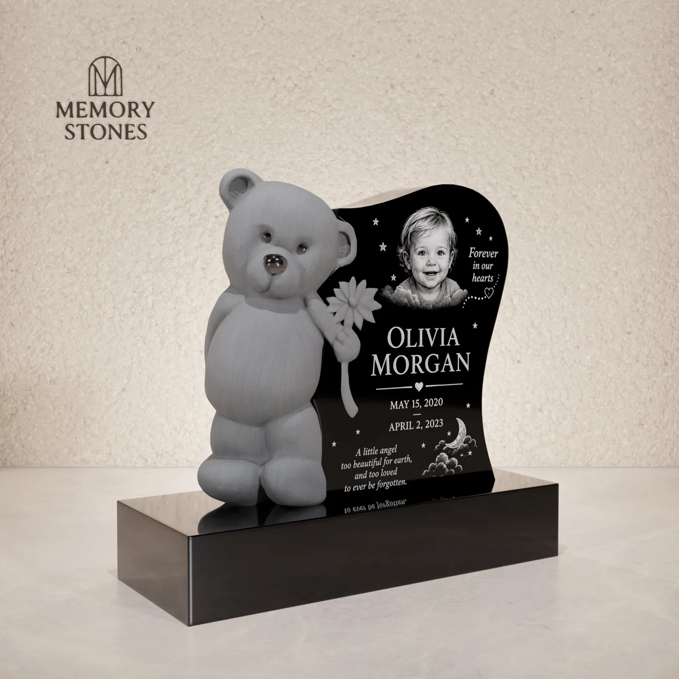 Teddy Bear Granite Headstone