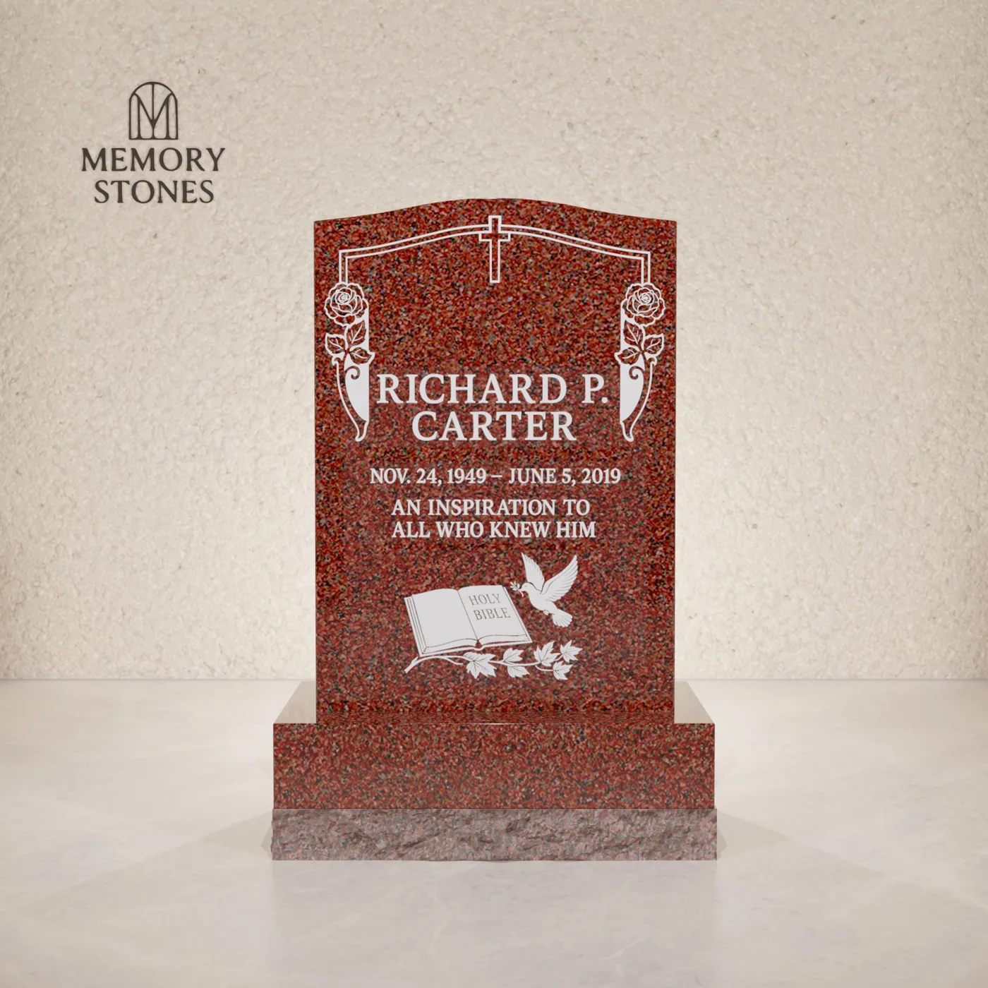 Classic Upright Granite Headstone — view 2