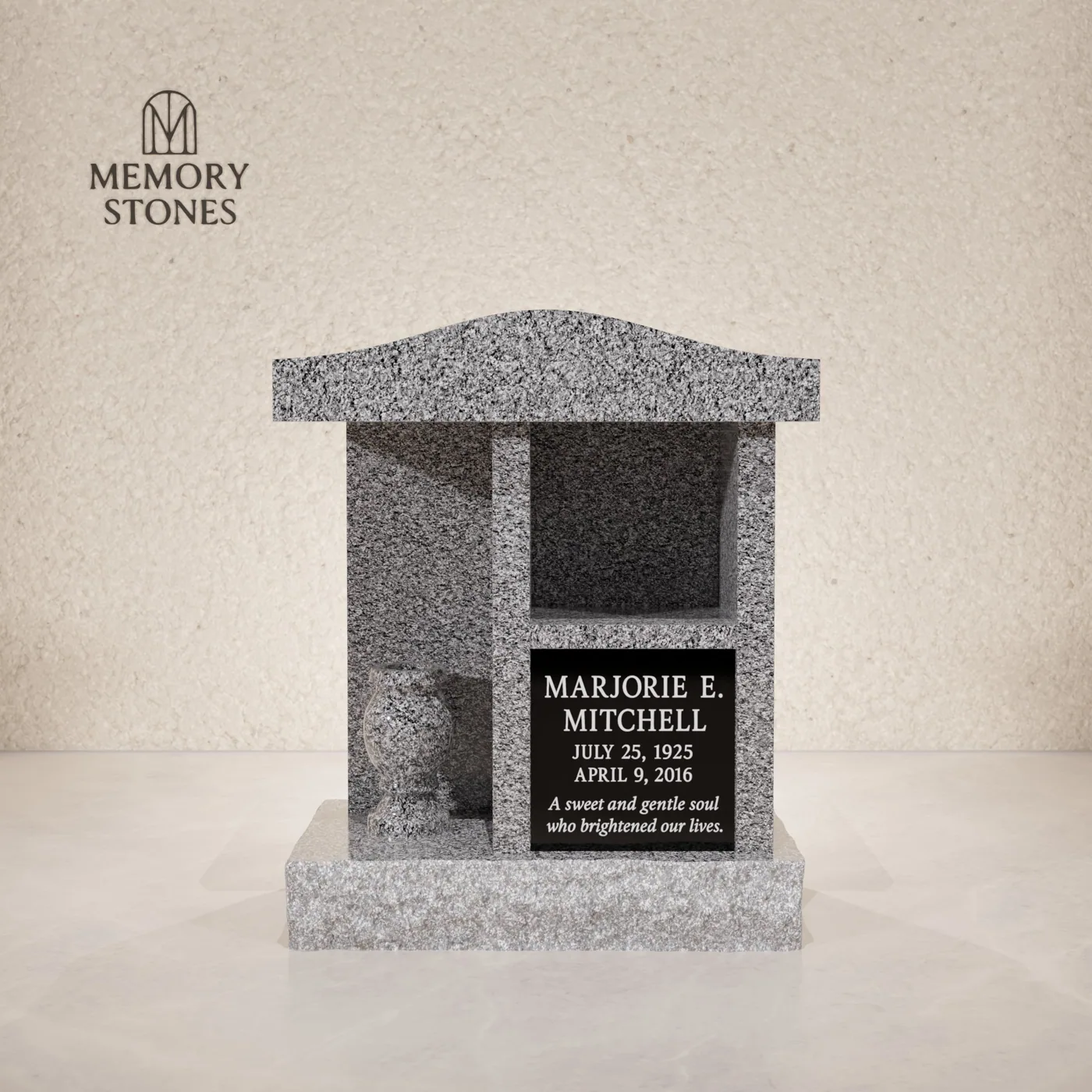 2-Niches Granite Columbarium Monument — view 2