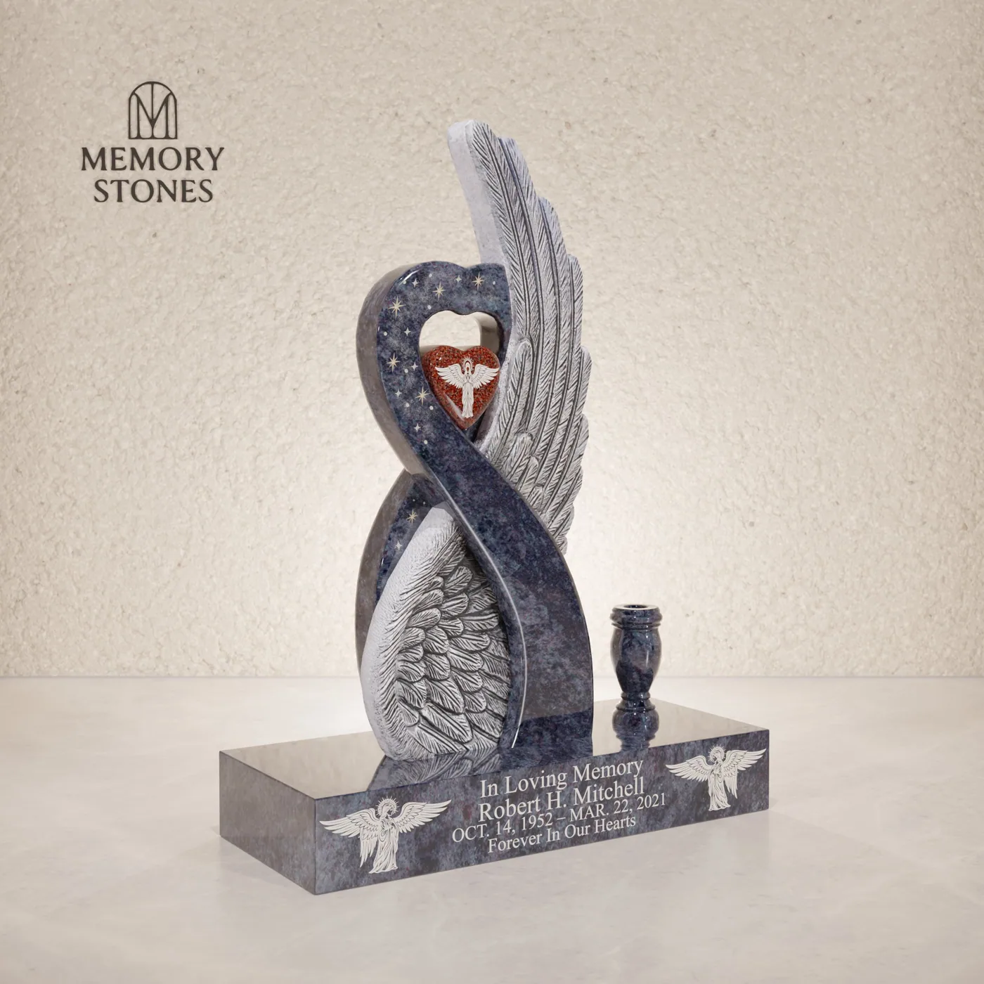Eternal Wings Heart Headstone