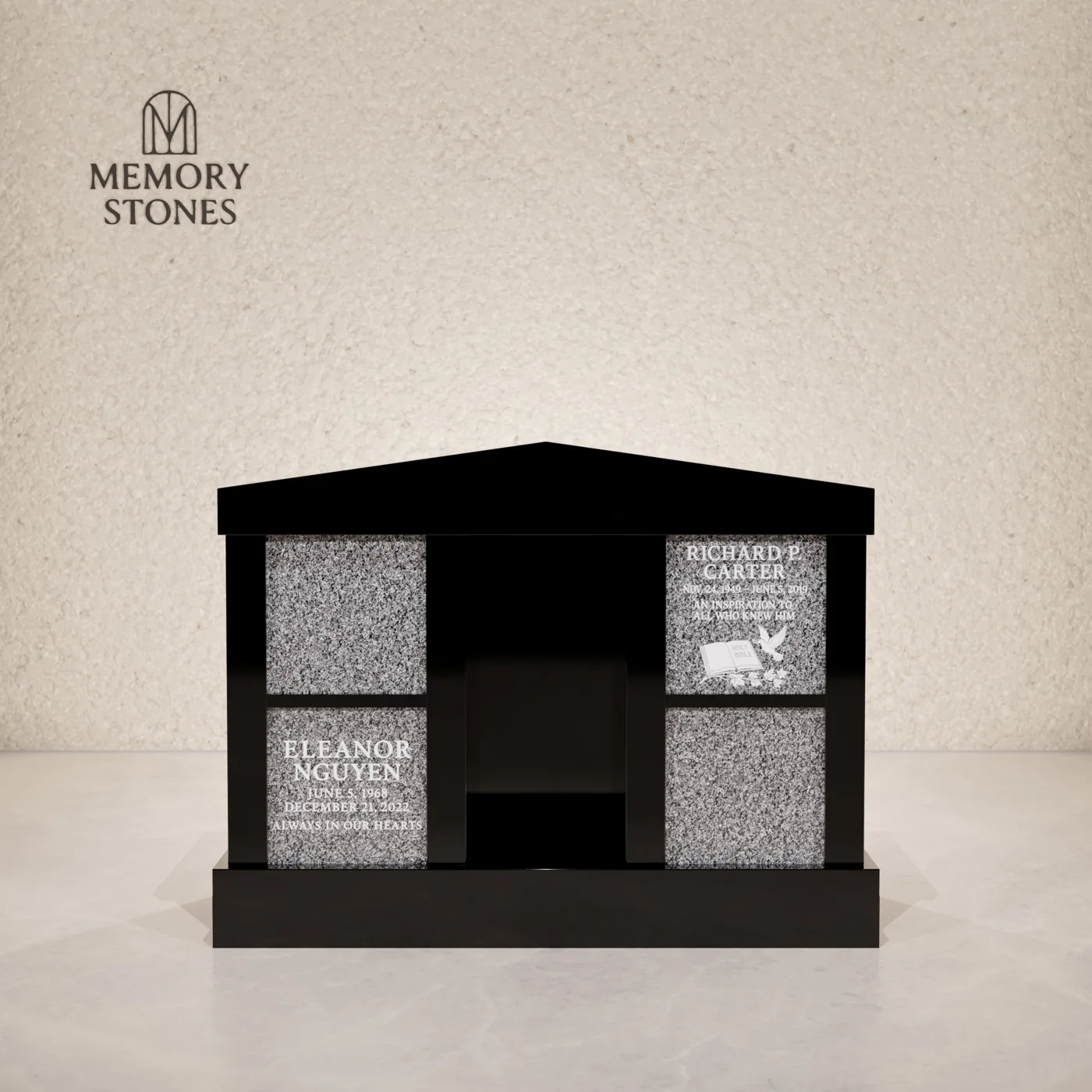 4-Niche Granite Columbarium Monument — view 2
