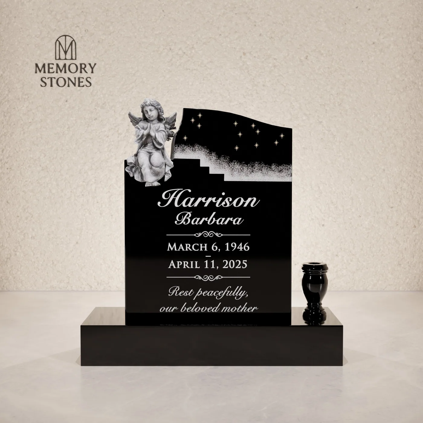 Special Shape Headstone with Heart Design — view 2