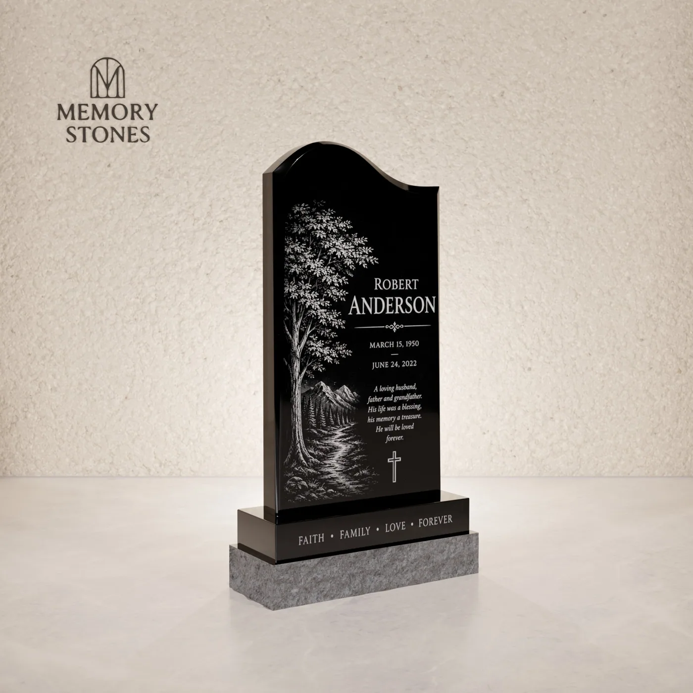 Single Upright Granite Headstone
