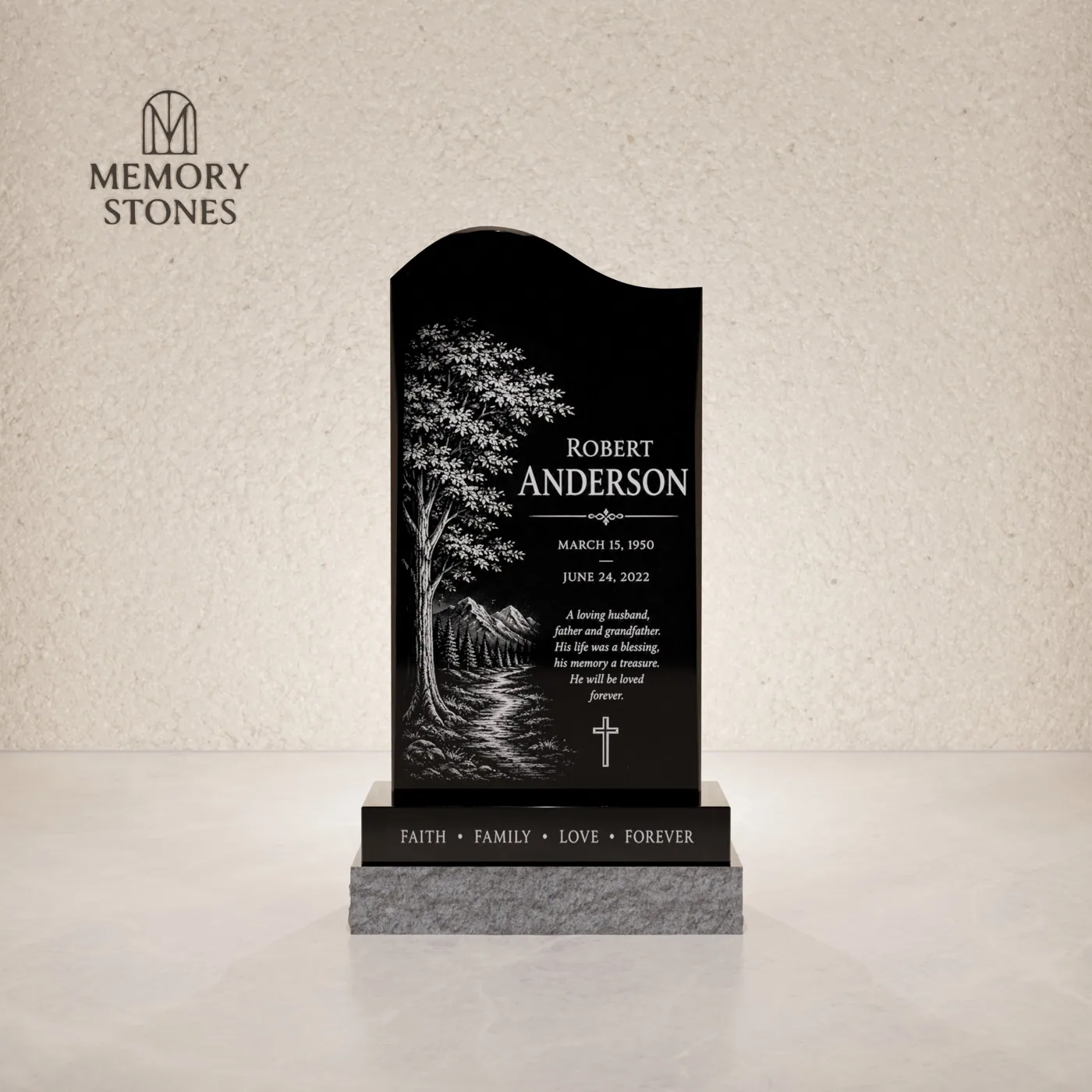 Single Upright Granite Headstone — view 2