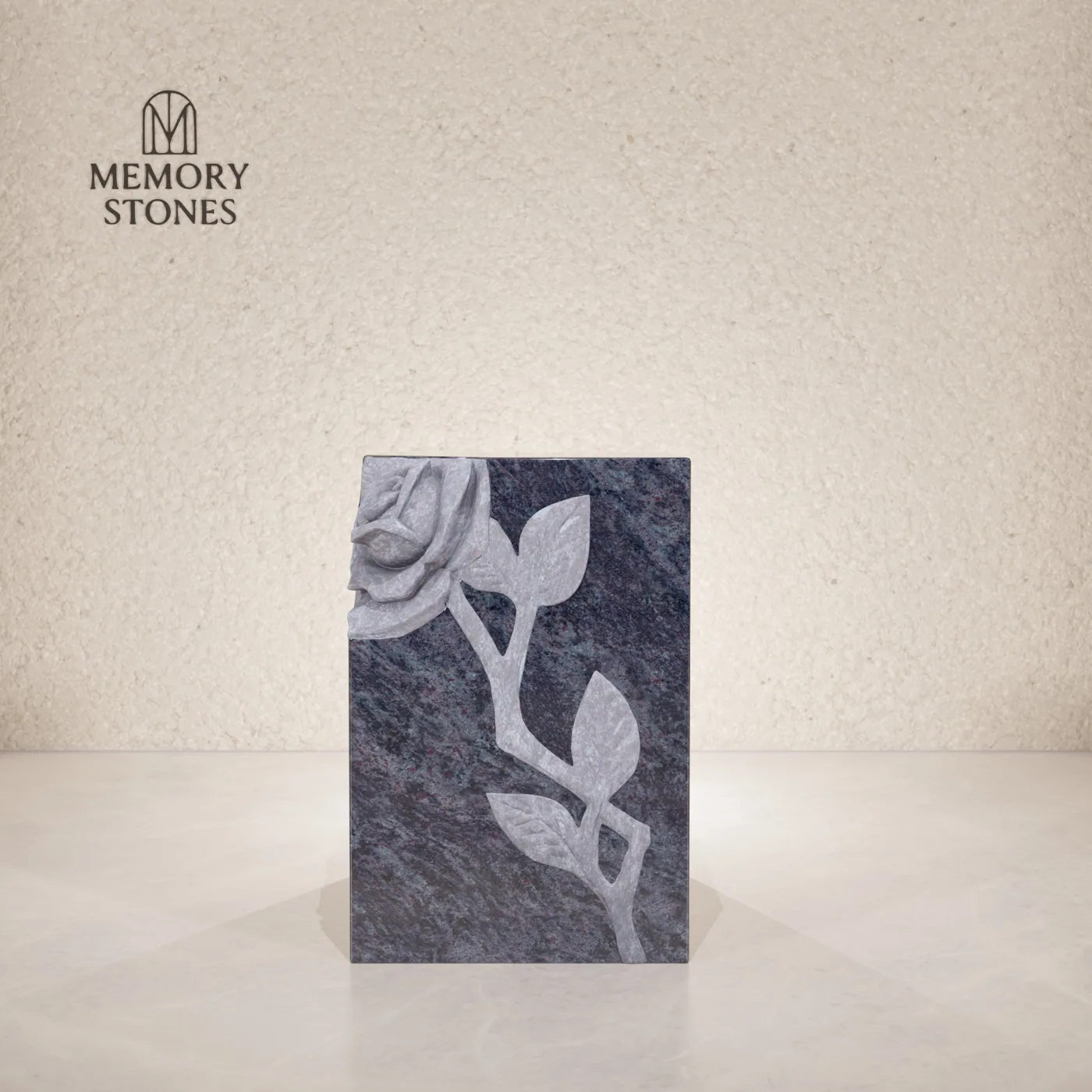 Granite Cremation Urn with Rose Design — view 2