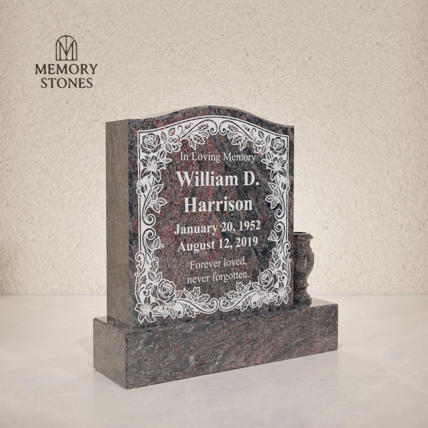 Serpentine Upright Granite Headstone